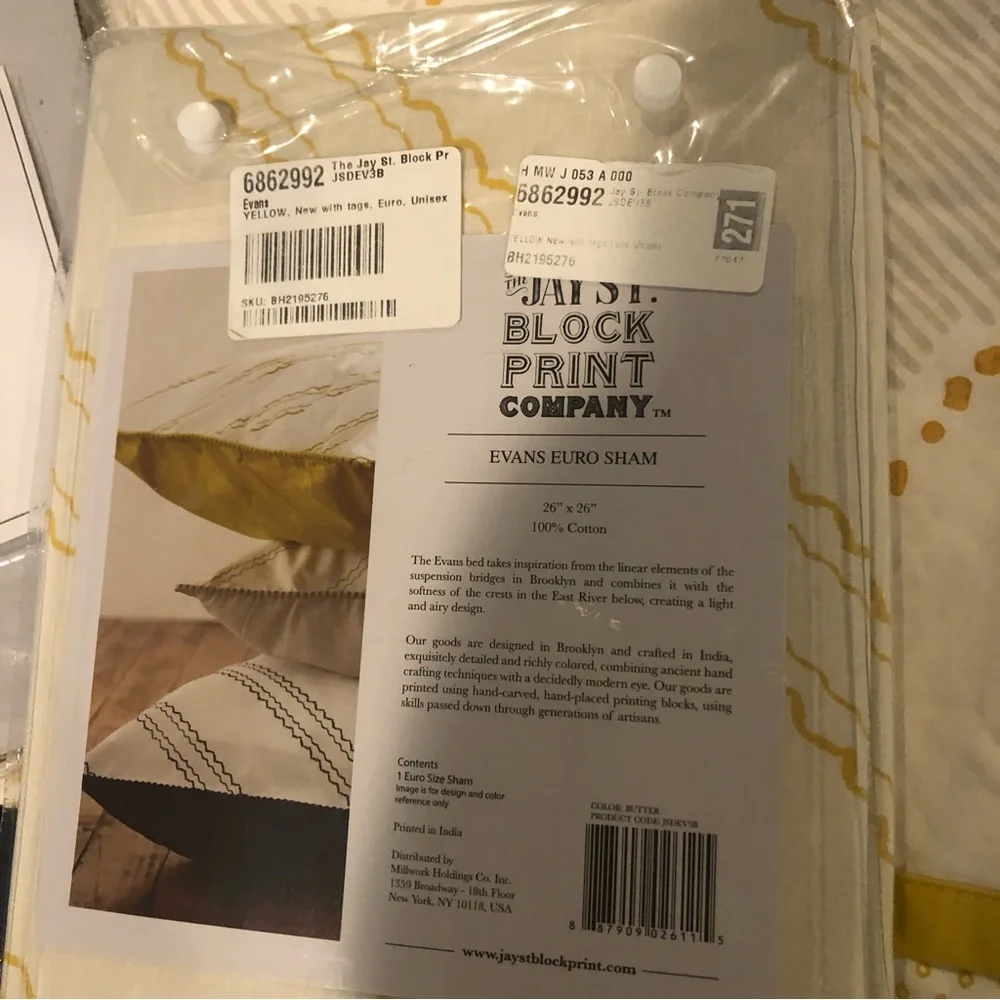 West Elm Jay St Block print Euro Shams (3) - yellow